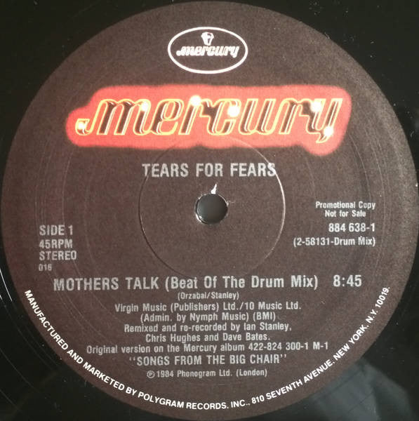 Tears For Fears : Mothers Talk (Beat Of The Drum Mix) (12", Single, Promo)