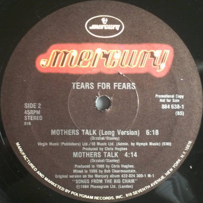 Tears For Fears : Mothers Talk (Beat Of The Drum Mix) (12", Single, Promo)