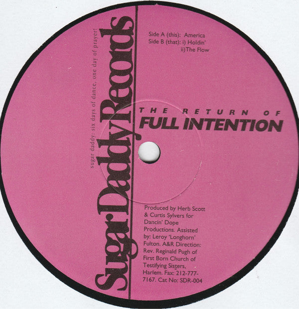 Full Intention : The Return Of Full Intention (12")