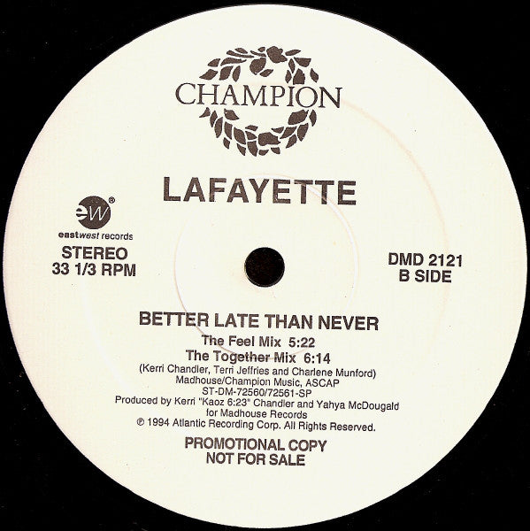 Lafayette : Better Late Than Never (2x12", Promo)
