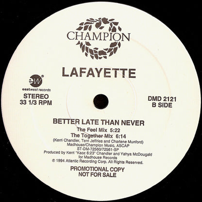 Lafayette : Better Late Than Never (2x12", Promo)