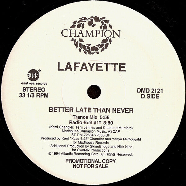 Lafayette : Better Late Than Never (2x12", Promo)