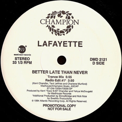 Lafayette : Better Late Than Never (2x12", Promo)