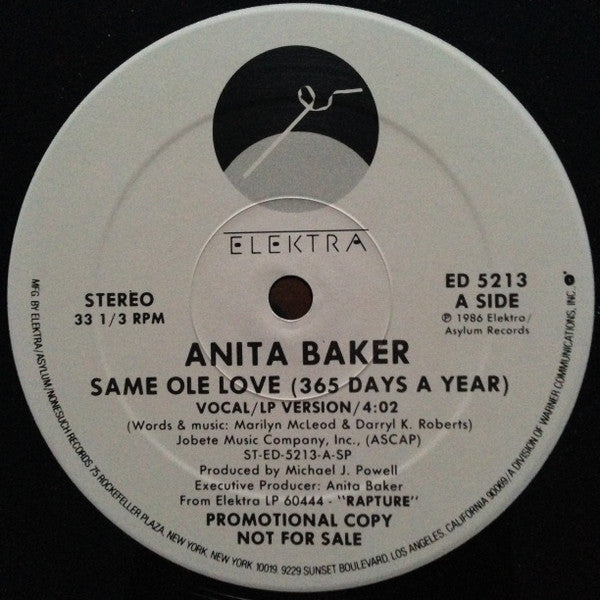 Anita Baker : Same Ole Love (365 Days A Year) (12", Promo)