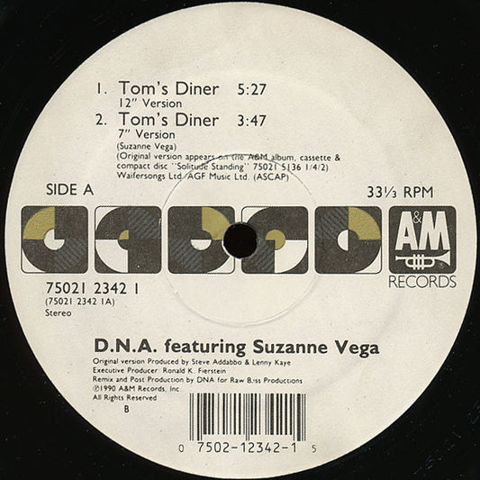DNA Featuring Suzanne Vega : Tom's Diner (12", Single, Tra)