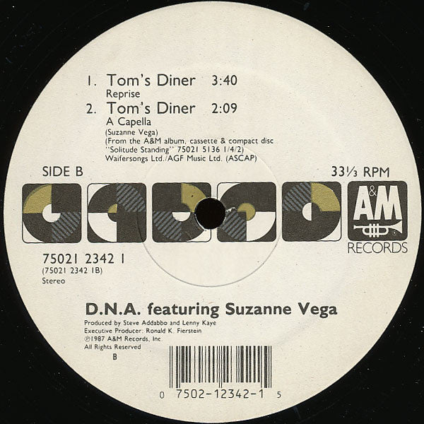 DNA Featuring Suzanne Vega : Tom's Diner (12", Single, Tra)