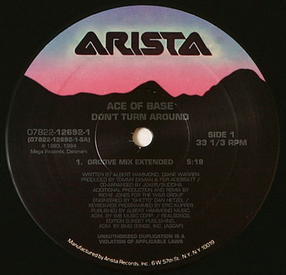 Ace Of Base : Don't Turn Around (12", Single)