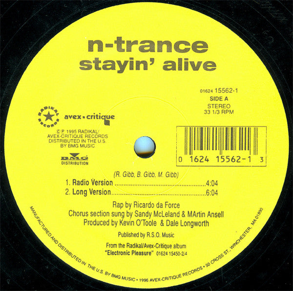 N-Trance : Stayin' Alive / Set U Free (12")