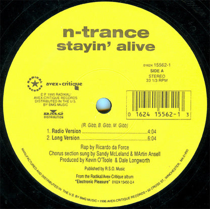 N-Trance : Stayin' Alive / Set U Free (12")
