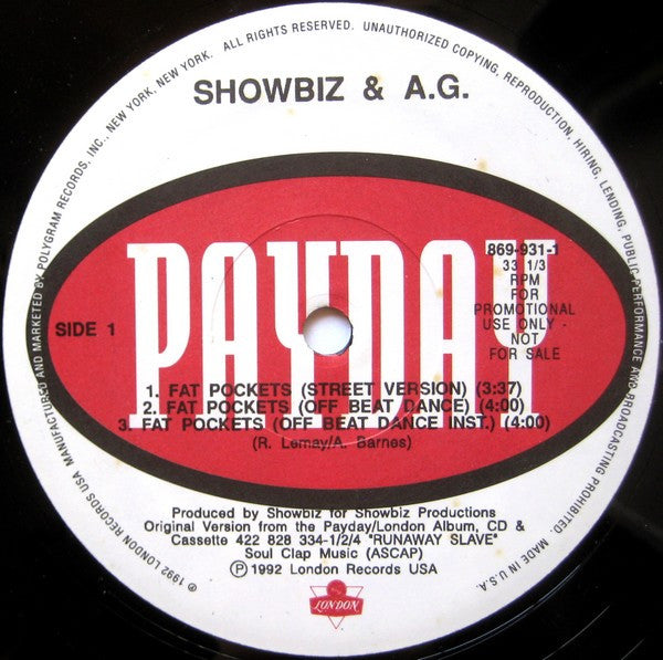 Showbiz & A.G. : Fat Pockets (12", Promo)