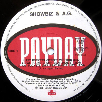 Showbiz & A.G. : Fat Pockets (12", Promo)