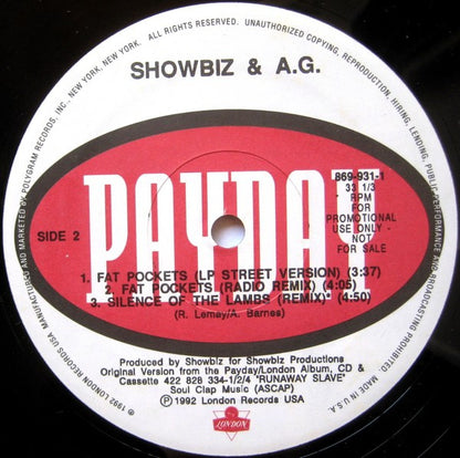 Showbiz & A.G. : Fat Pockets (12", Promo)