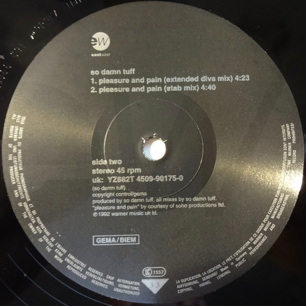 So Damn Tuff : Pleasure And Pain (12", Single)
