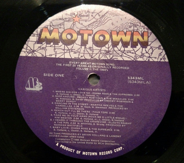 Various : Every Great Motown Song: The First 25 Years - Volume 1: The 1960's (LP, Comp)