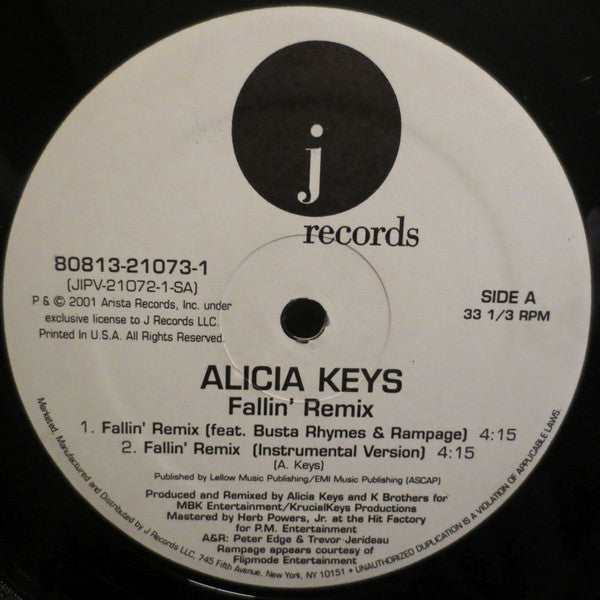 Alicia Keys : Fallin' (Remix) (12")