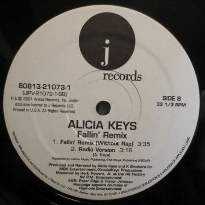 Alicia Keys : Fallin' (Remix) (12")