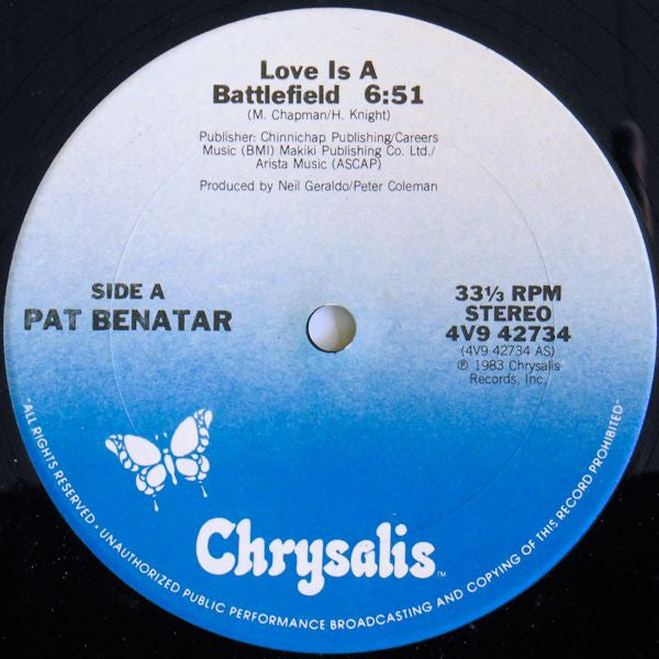 Pat Benatar : Love Is A Battlefield (Special Extended Re·mix) (12", Single, Pit)