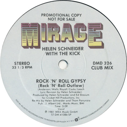 Helen Schneider With The Kick (2) : Rock 'N' Roll Gypsy (12", Single, Promo)
