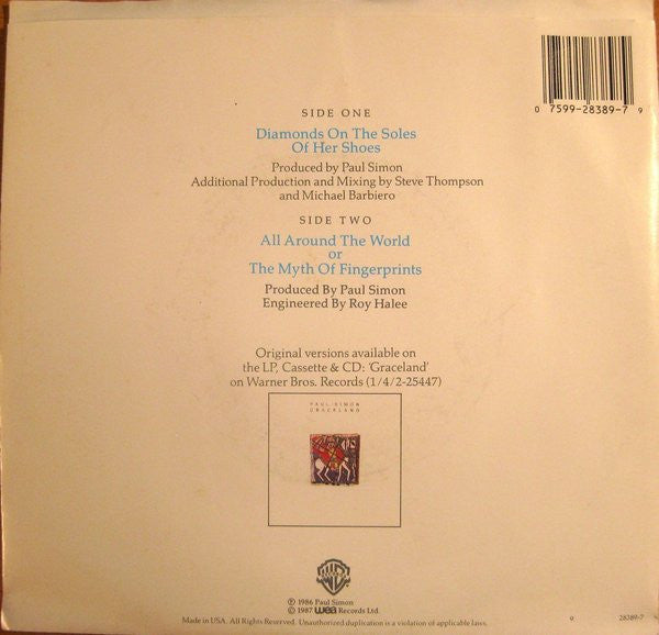 Paul Simon : Diamonds On The Soles Of Her Shoes (7", Single)
