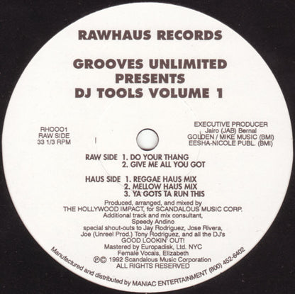 Grooves Unlimited : DJ Tools Volume 1 (12")