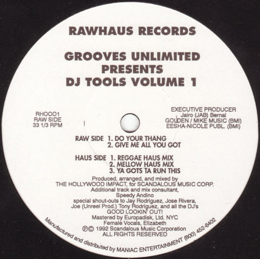 Grooves Unlimited : DJ Tools Volume 1 (12")
