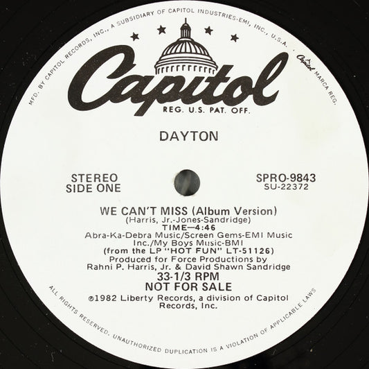 Dayton : We Can't Miss (12", Single, Promo)