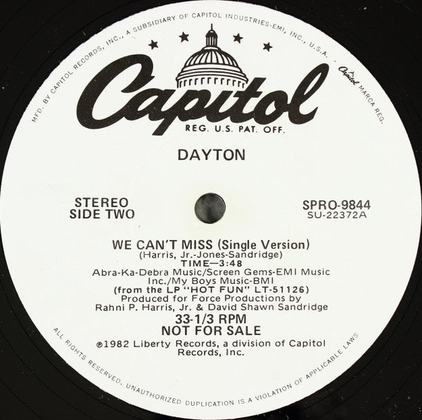 Dayton : We Can't Miss (12", Single, Promo)