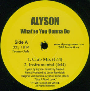 Alyson : What're You Gonna Do (12", Promo)