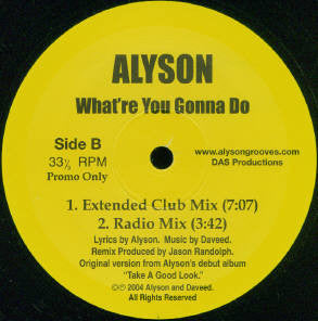 Alyson : What're You Gonna Do (12", Promo)