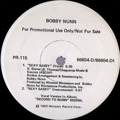 Mary Jane Girls / Bobby Nunn : Candy Man / Sexy Sassy (12", Promo)