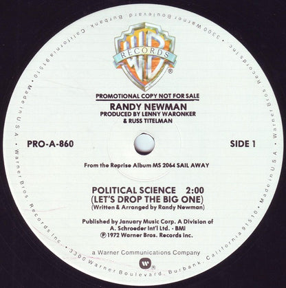 Randy Newman : Political Science (Let's Drop The Big One) (12", Promo)