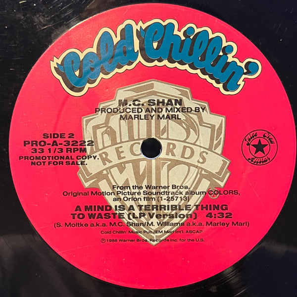 MC Shan : A Mind Is A Terrible Thing To Waste (12", Promo)