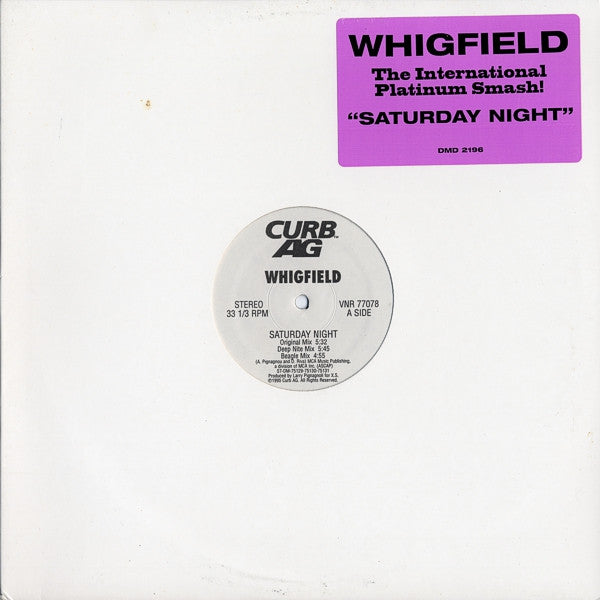 Whigfield : Saturday Night (12", Promo)