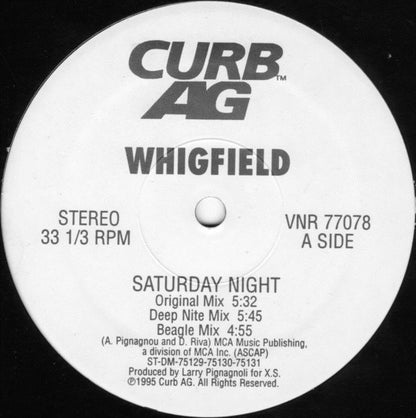 Whigfield : Saturday Night (12", Promo)