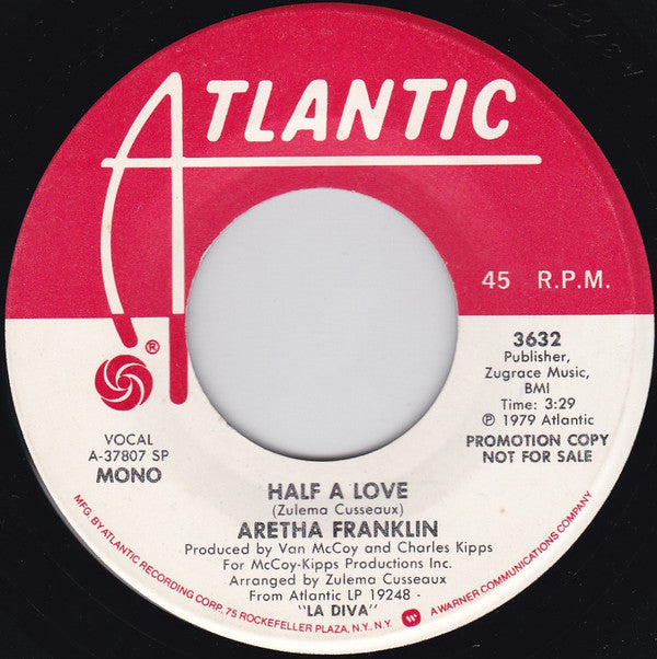 Aretha Franklin : Half A Love (7", Promo)