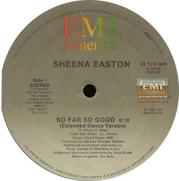 Sheena Easton : So Far So Good (The Red Mix) (12")