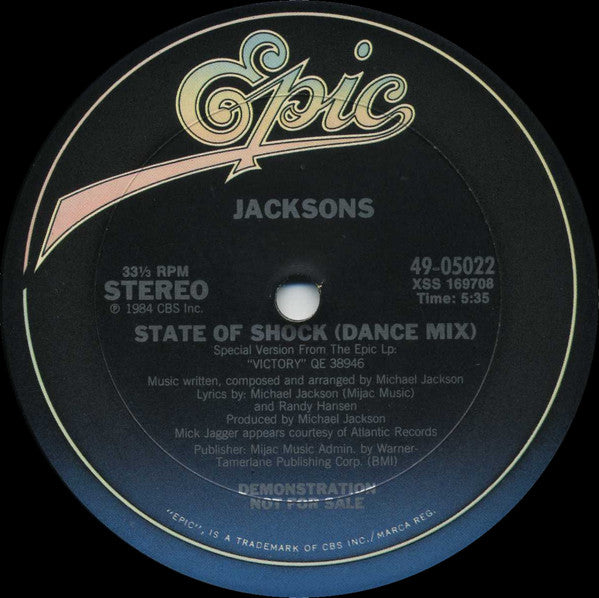 Jacksons* : State Of Shock (12", Promo)