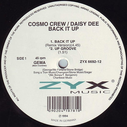 Cosmo Crew / Daisy Dee : Back It Up (12")