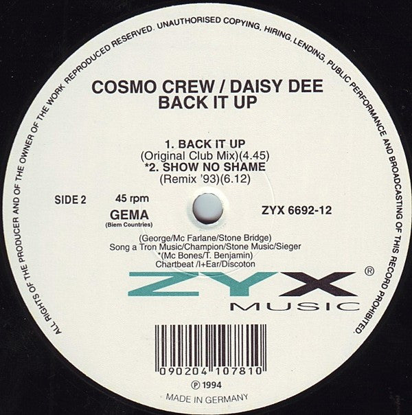 Cosmo Crew / Daisy Dee : Back It Up (12")
