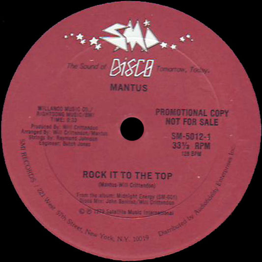 Mantus : Rock It To The Top / Midnight Energy (12", Promo)