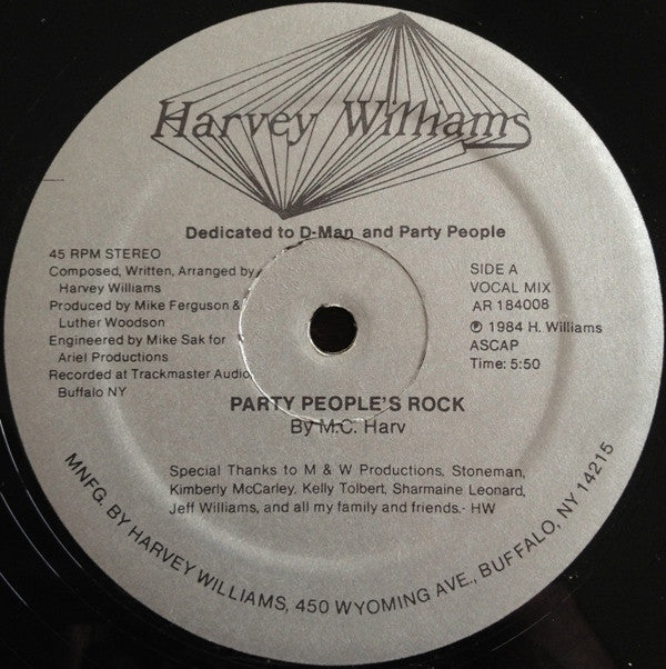 Harvey Williams (2) : Party People's Rock (12")