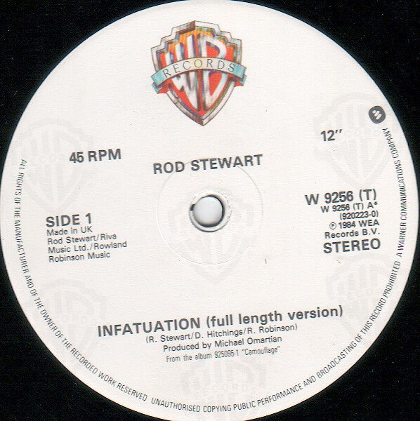 Rod Stewart : Infatuation (12", Single)