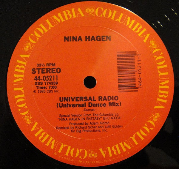 Nina Hagen : Universal Radio (12", Gen)