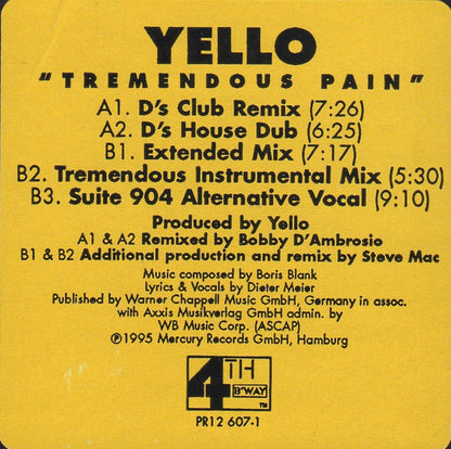 Yello : Tremendous Pain (12", Promo)