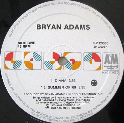 Bryan Adams : Diana / Summer Of 69' / The Bryan Adamix (12", EP)