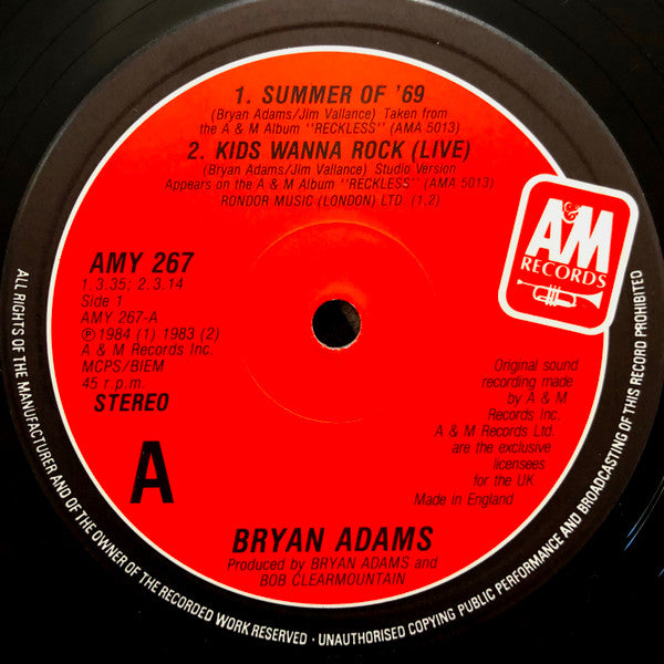 Bryan Adams : Summer Of '69 (12", Single)