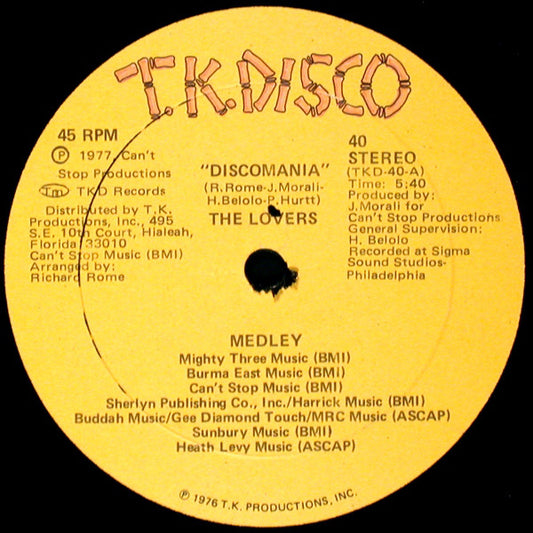 The Lovers (5) : Discomania (Medley) (12")