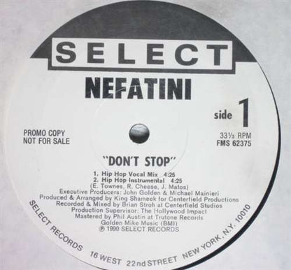 Nefatini : Don't Stop (12", Promo)