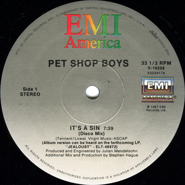 Pet Shop Boys : It's A Sin (12")
