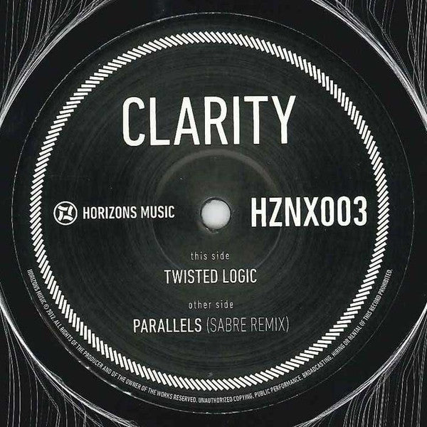 Clarity (4) : Twisted Logic / Parallels (Sabre Remix) (12")
